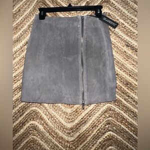 BlankNYC Women's Grey Suede Mini Skirt, Full Zip, Size 25, Brand New, NWT